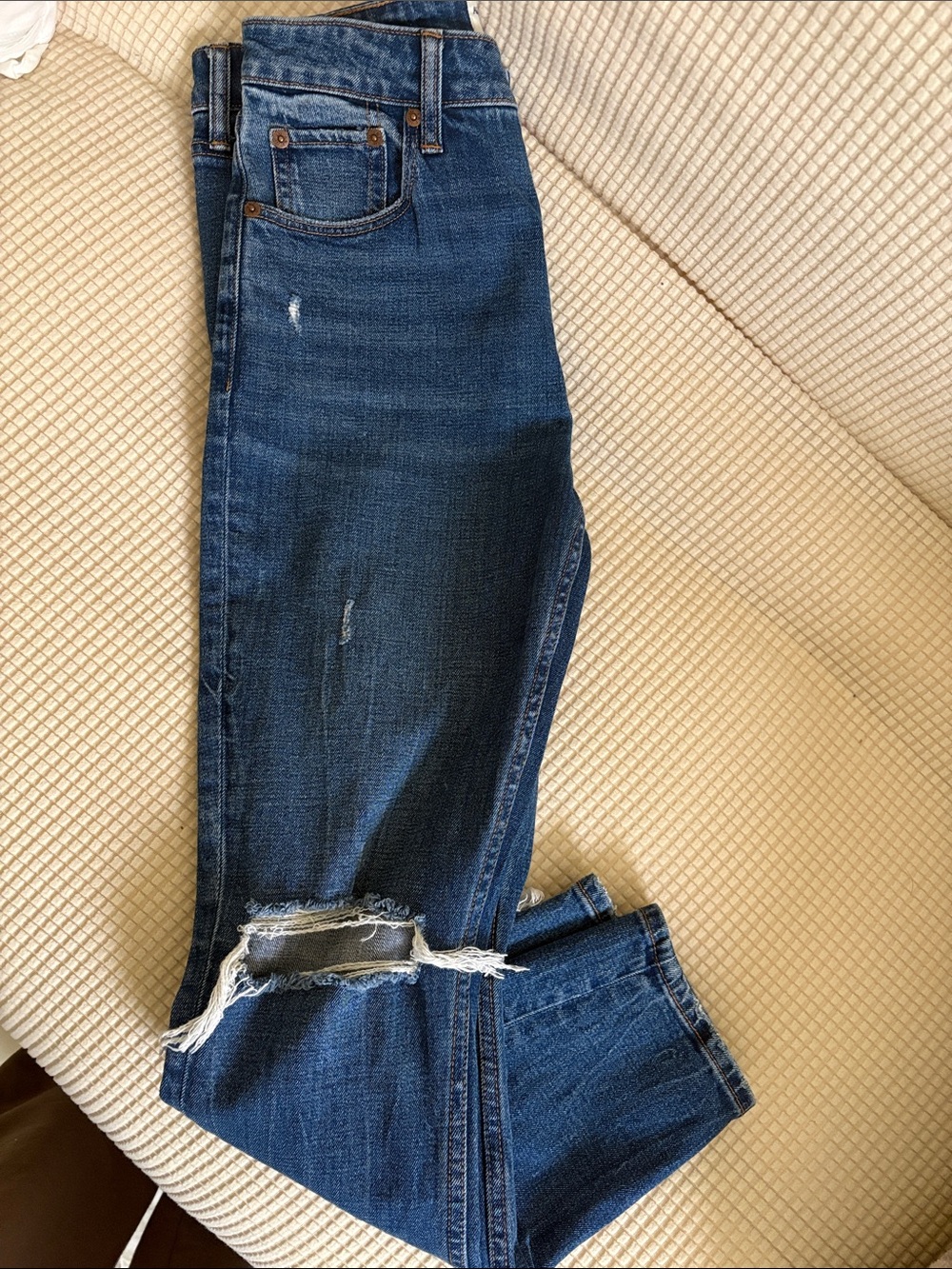 Abercrombie & Fitch Dark Blue Distressed Ankle Jeans